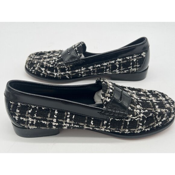 G.H. Bass Womens Weejuns Black & White Tweed Loafers With Patent Leather Accent - Picture 7 of 12
